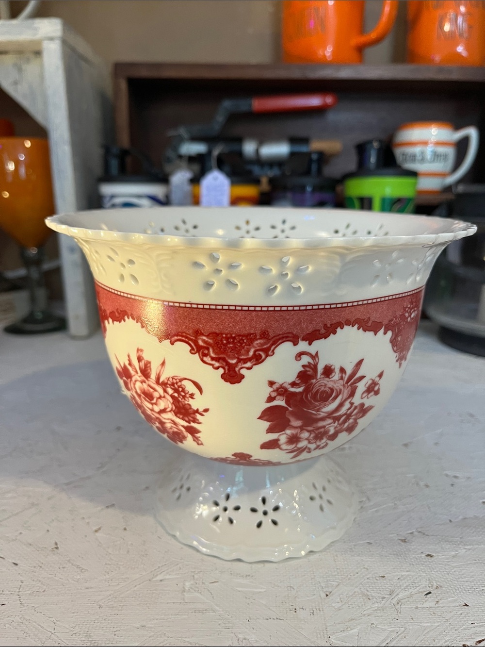 Vintage ceramic pedestal bowl or planter from FTD